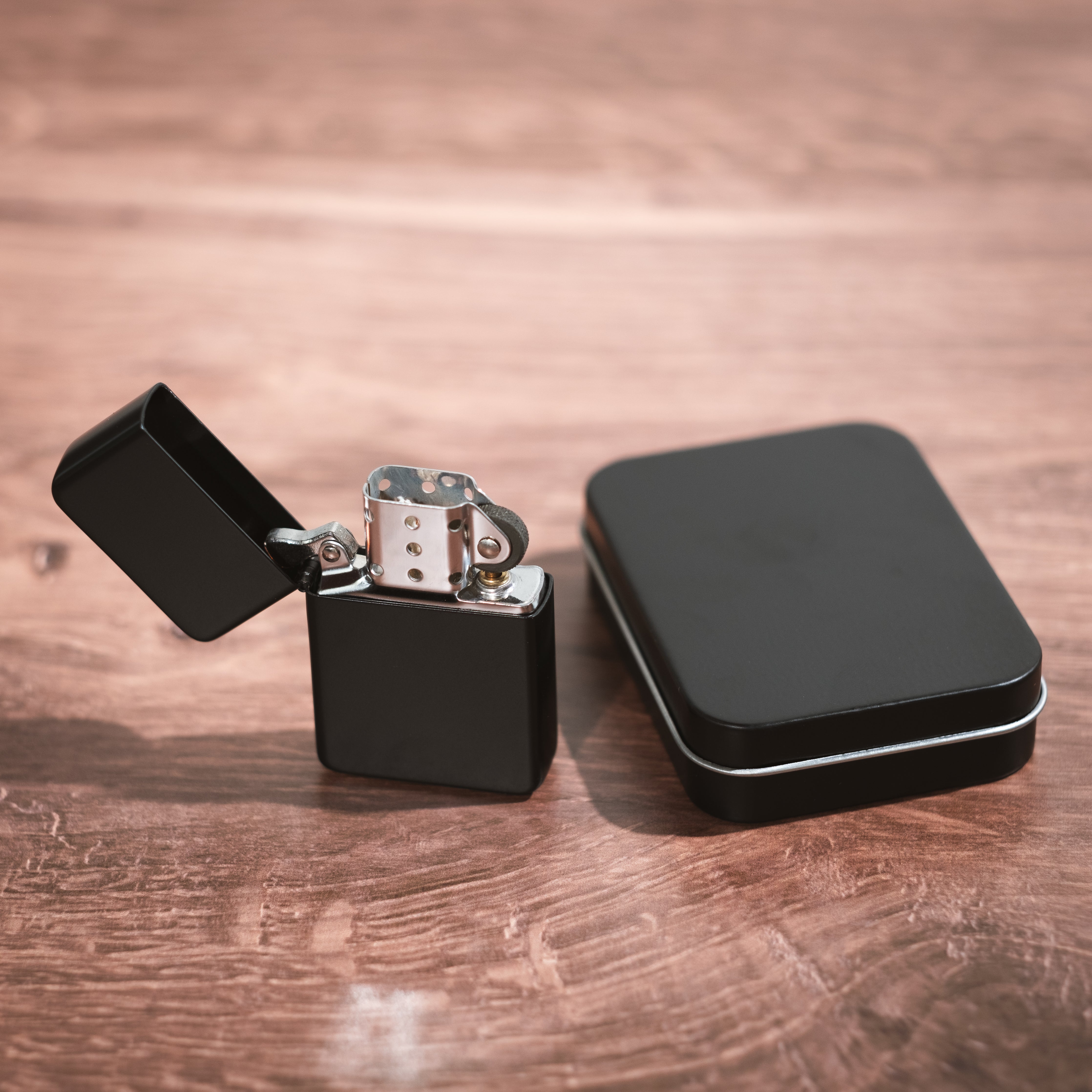 Matte Black Lighter in Black Tin