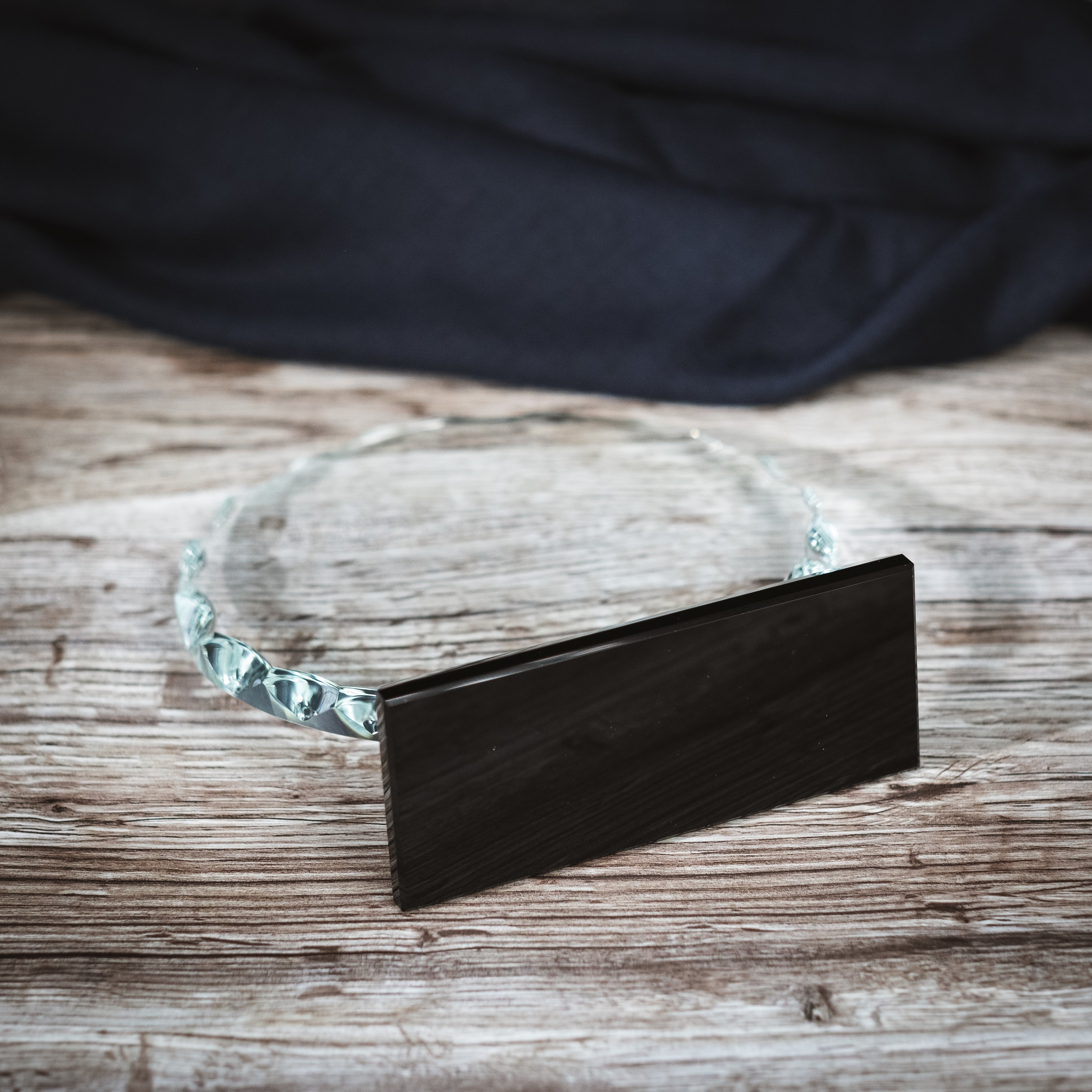 Round Facet Glass on Black Base
