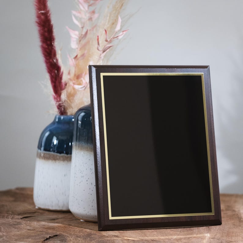 Cherry Finish Piano Wood Plaque with Brass Plate