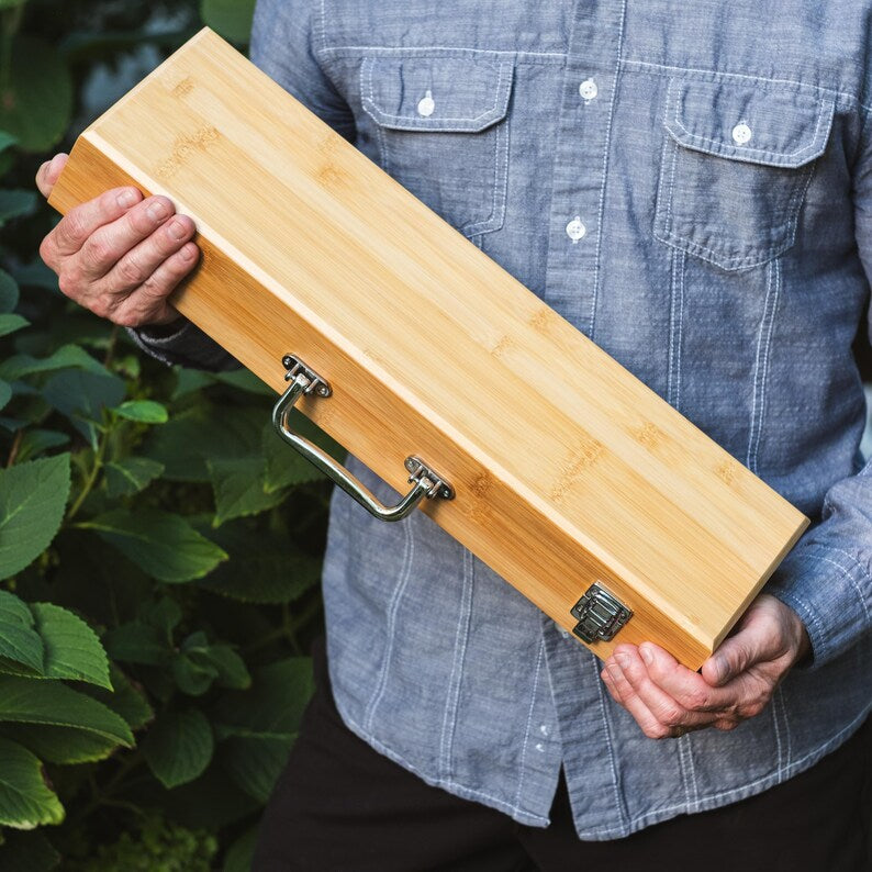 3-Piece Bamboo BBQ Set in Bamboo Case