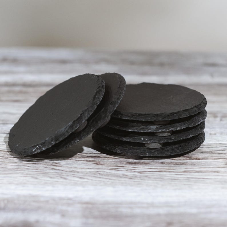 4" Round Slate Coaster Set-6 Piece