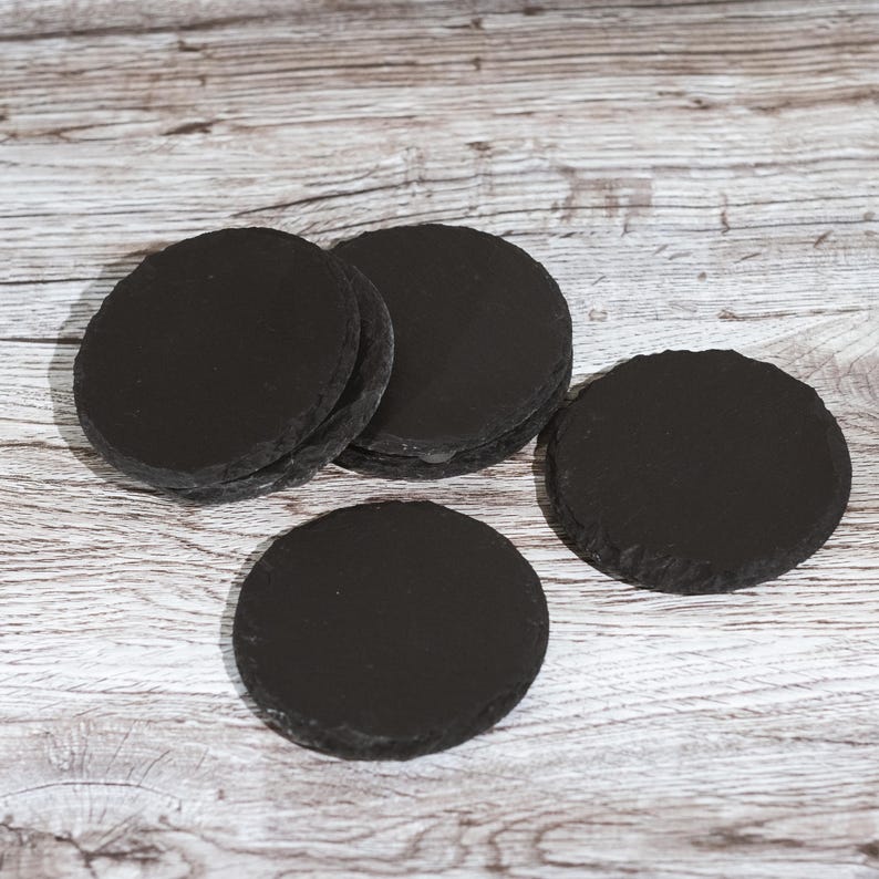 4" Round Slate Coaster Set-6 Piece