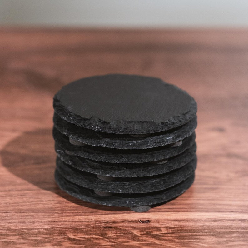 4" Round Slate Coaster Set-6 Piece