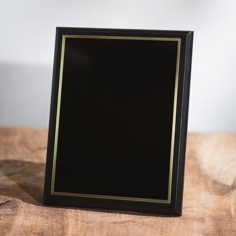 Black Piano Wood Plaque with Brass Plat